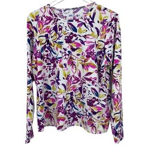 Lands’ End Women’s Size Large (14-16) UPF 50 Sun Protection Rash Guard Swim Tee